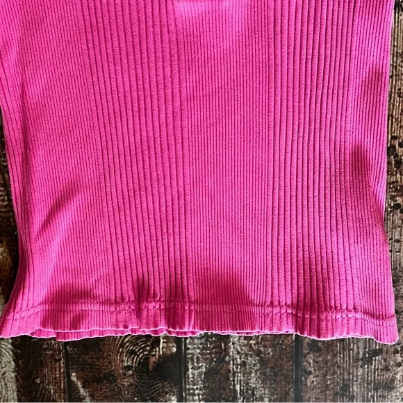 Aerie Road Trip Pink Ribbed Long Sleeve Henley Top - Picture 4 of 6